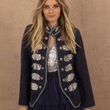 Military Jacket Navy & Silver