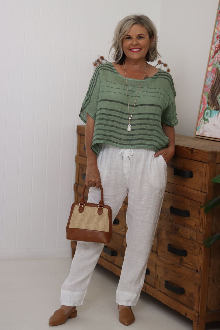 Tuscan Top Grey Stripe