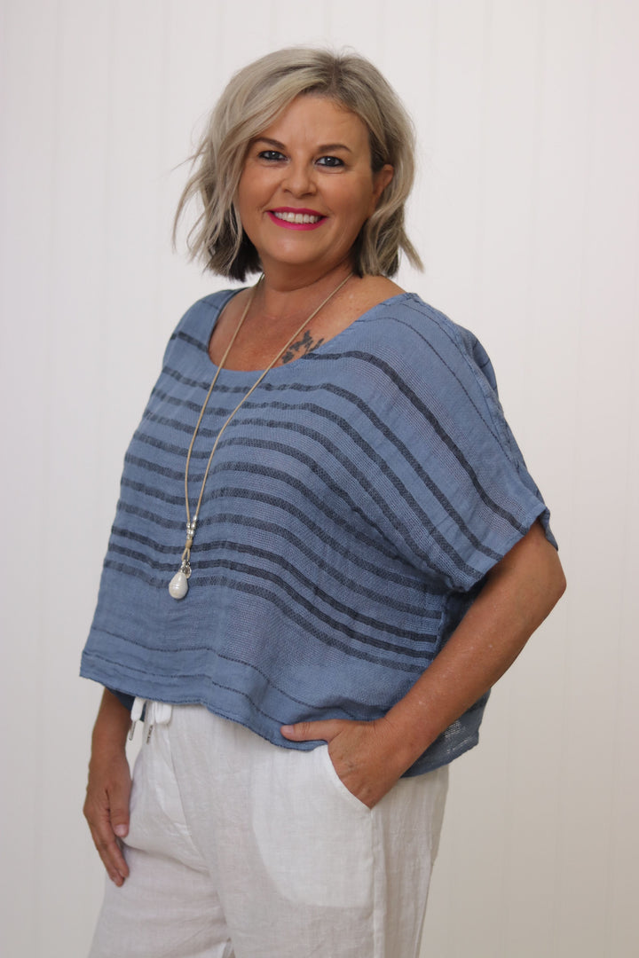 Tuscan Top Grey Stripe