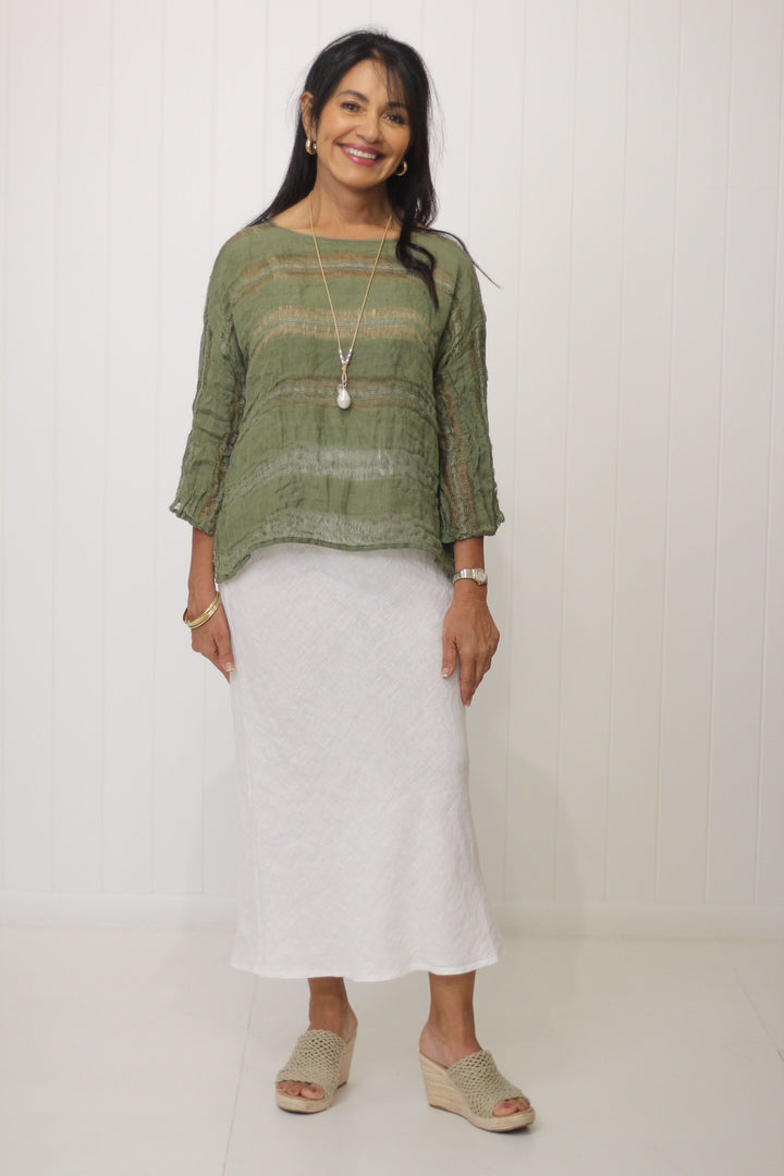 Box Top Sleeved Raw Stripe