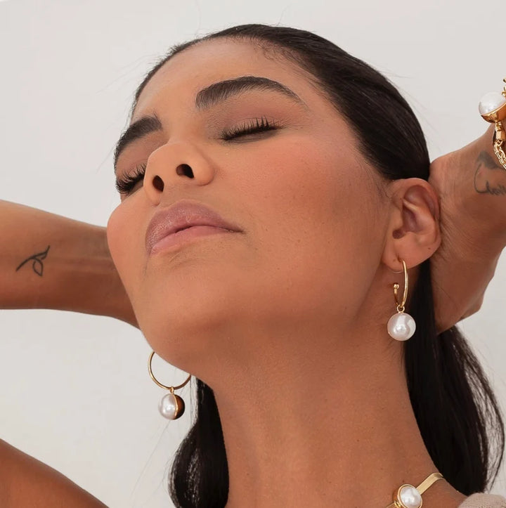 Reversable Pearl & Metal Earrings