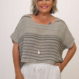 Tuscan Top Grey Stripe