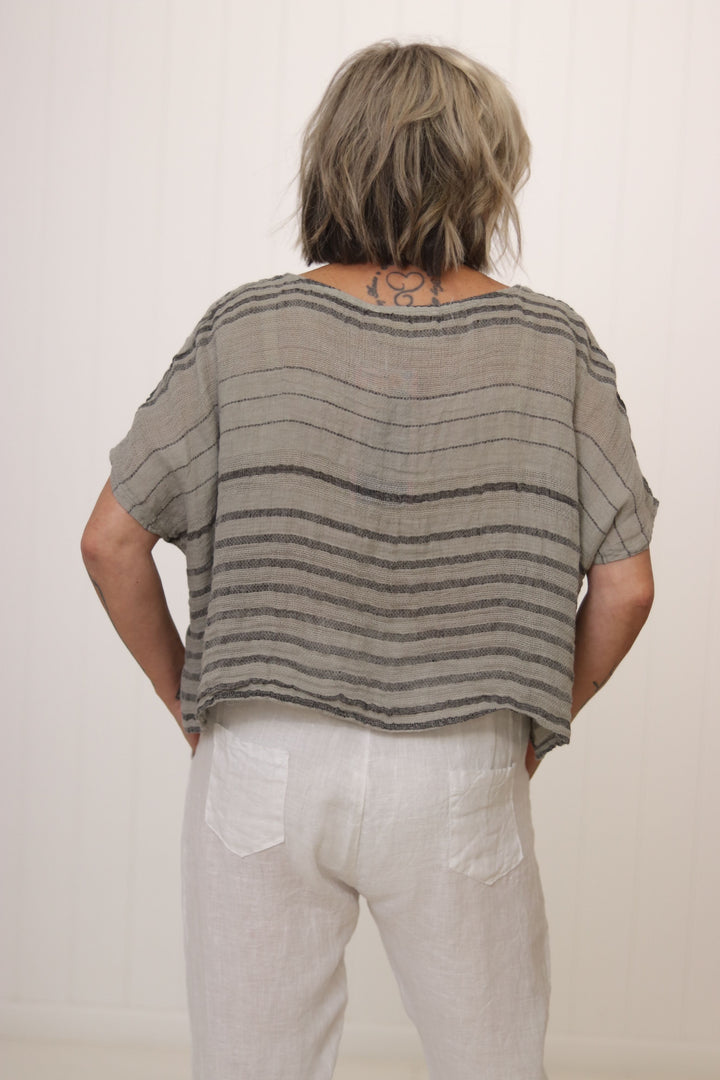 Tuscan Top Grey Stripe