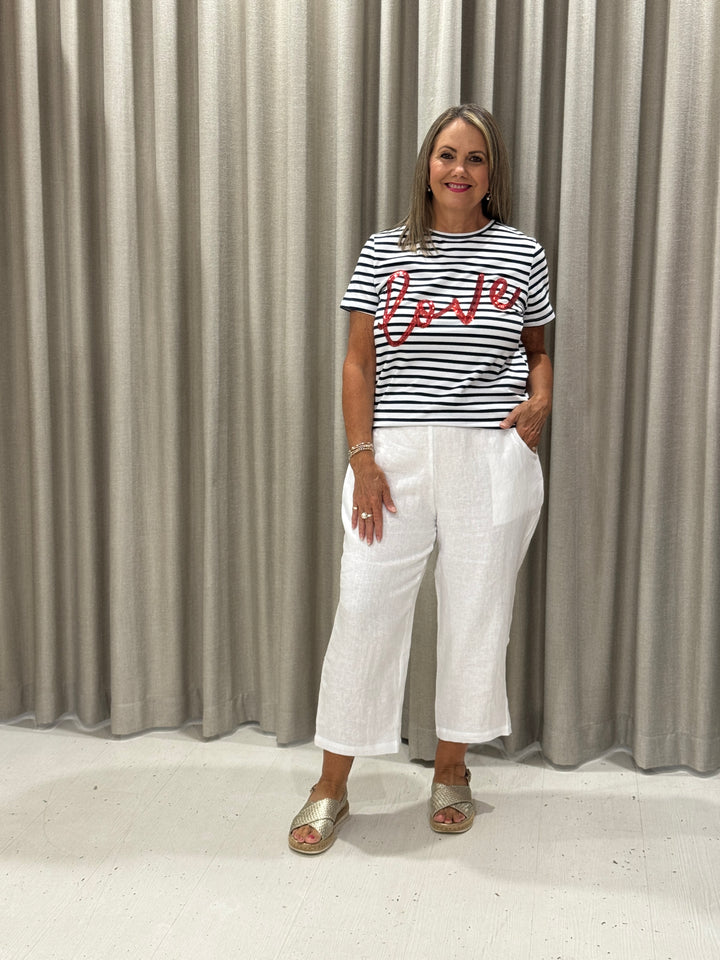 Love Sequin Tee Stripe/Red