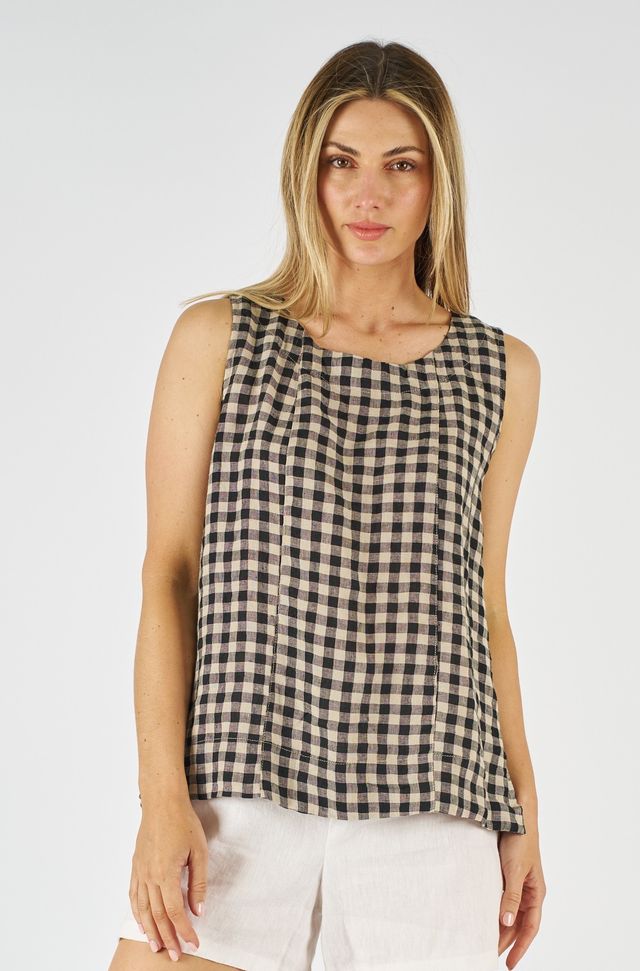 Elly Linen Top Check