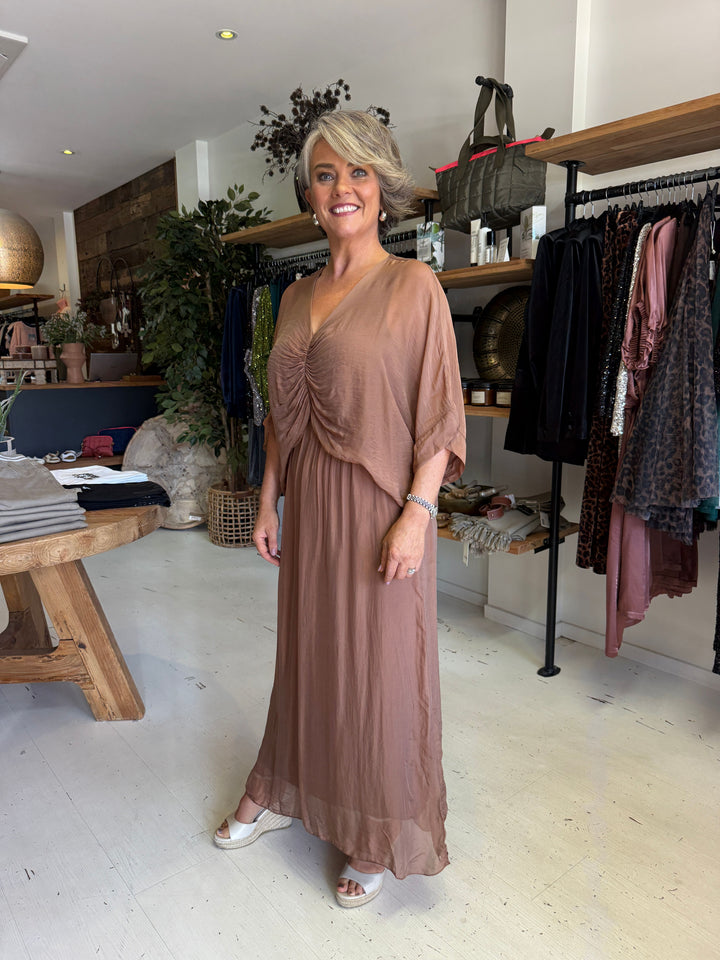 Cora Silk Ruched Dress