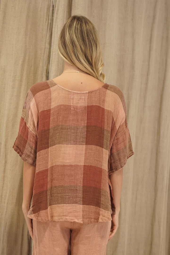 Barbara Top Brown Check