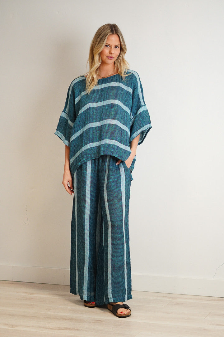 Barbara Top Gemstone Blue Stripe