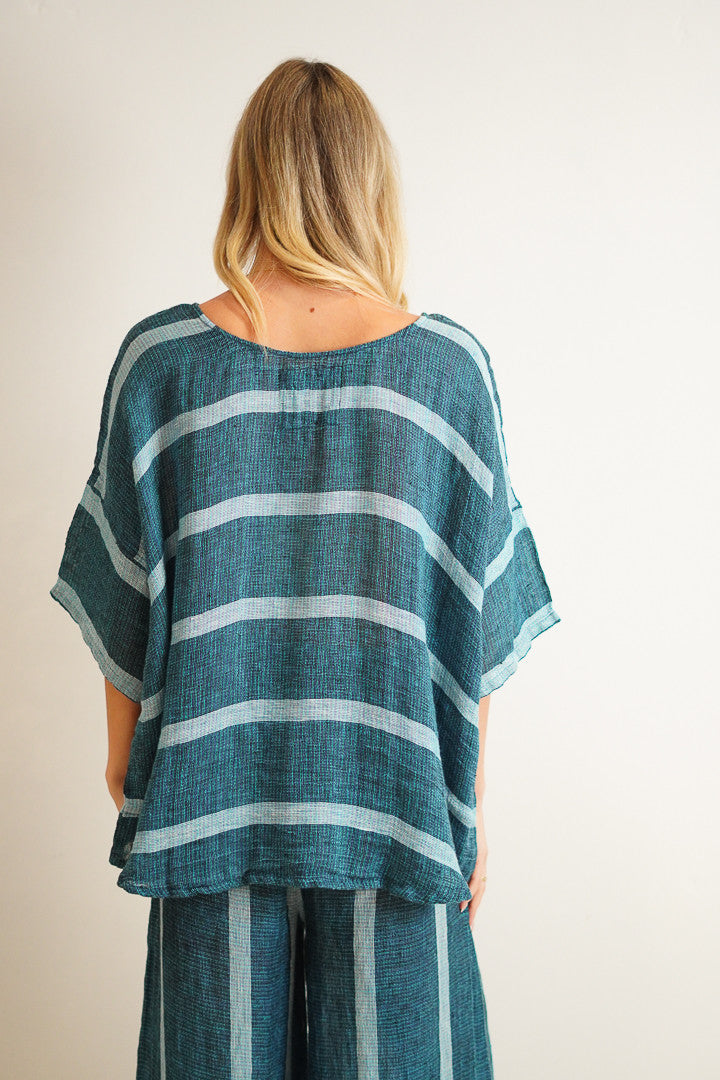 Barbara Top Gemstone Blue Stripe