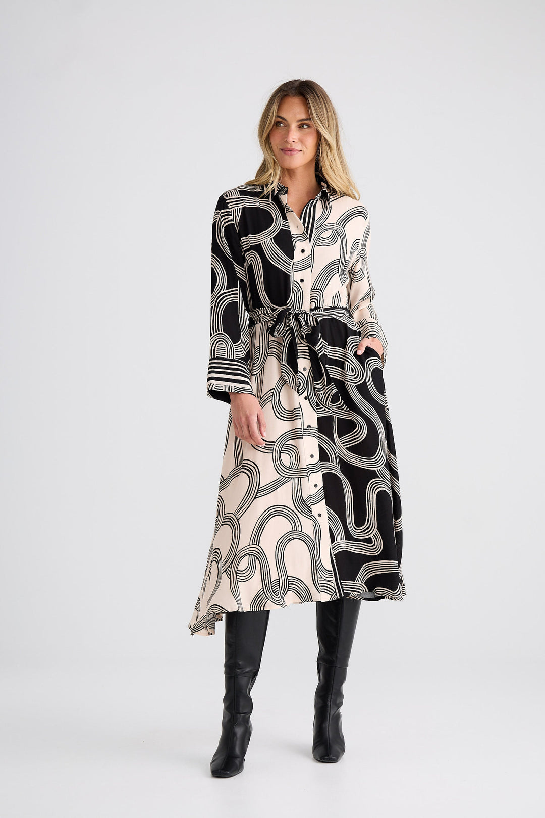 Lucy Dress - Ink Lines Multi