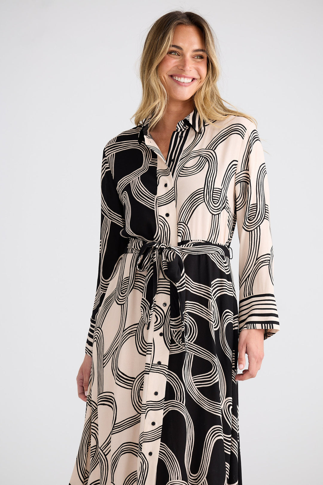 Lucy Dress - Ink Lines Multi