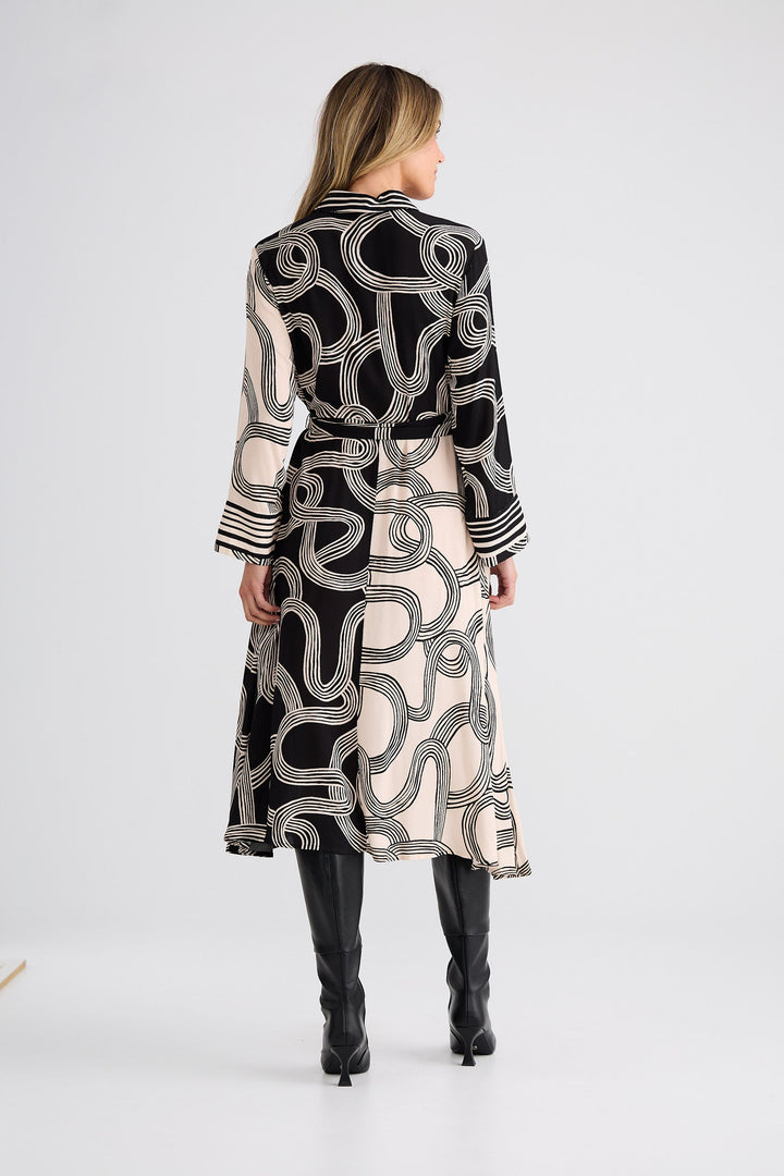 Lucy Dress - Ink Lines Multi