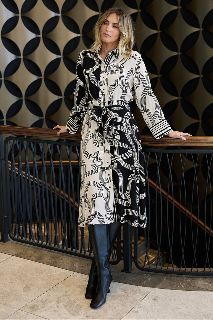 Lucy Dress - Ink Lines Multi