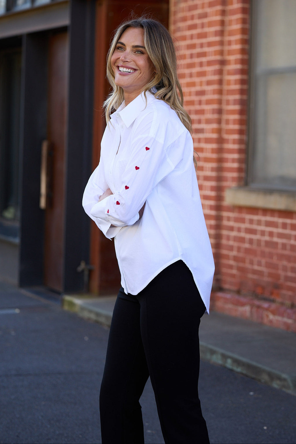 Thea Shirt White Hearts