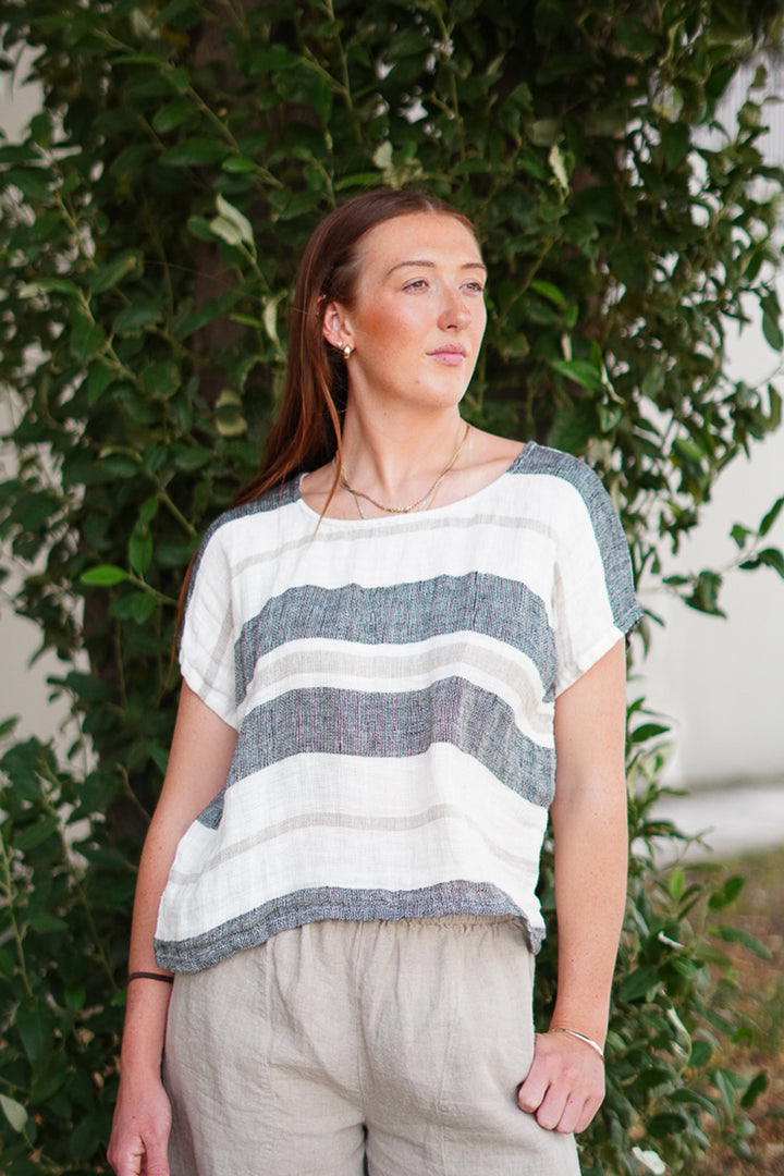 Carina Box Top Black Stripey