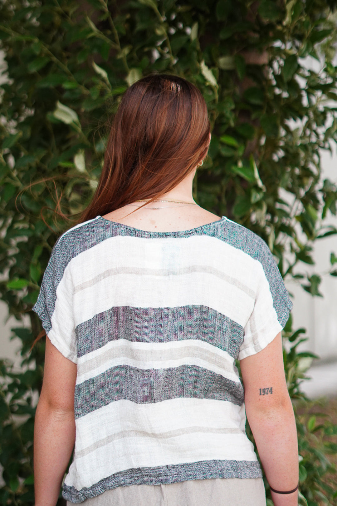 Carina Box Top Black Stripey