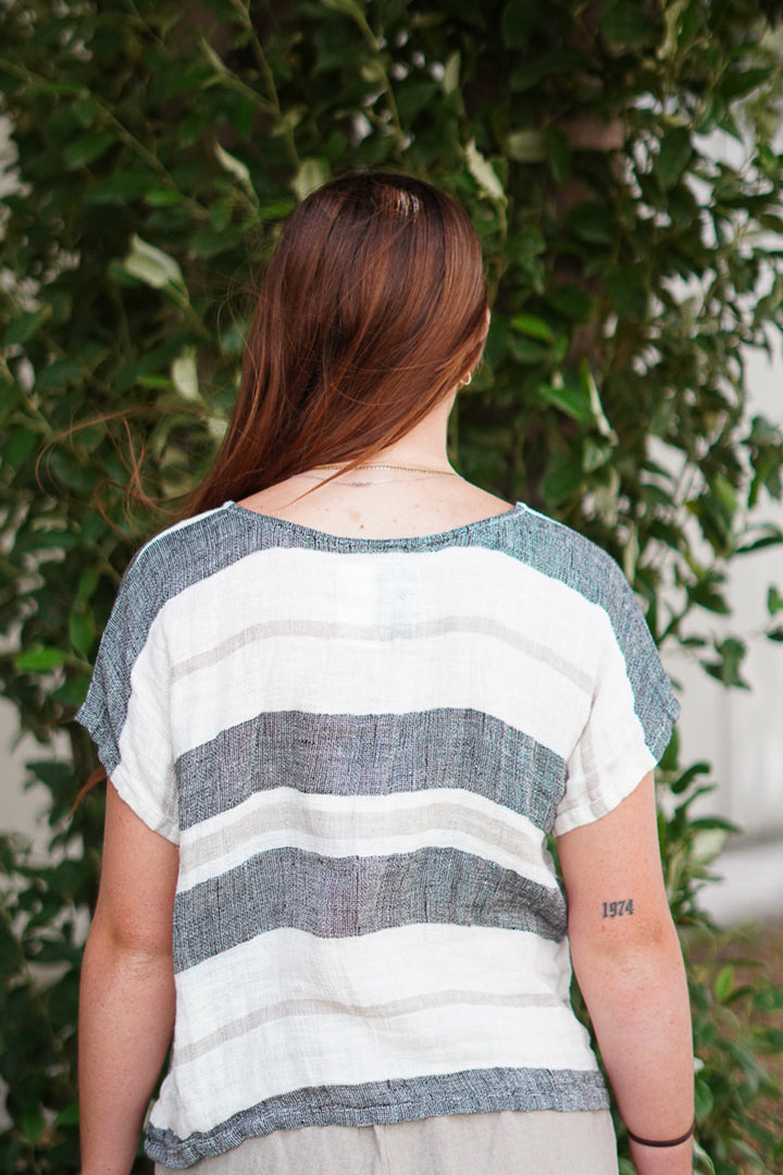 Carina Box Top Black Stripey