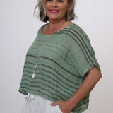 Tuscan Top Grey Stripe