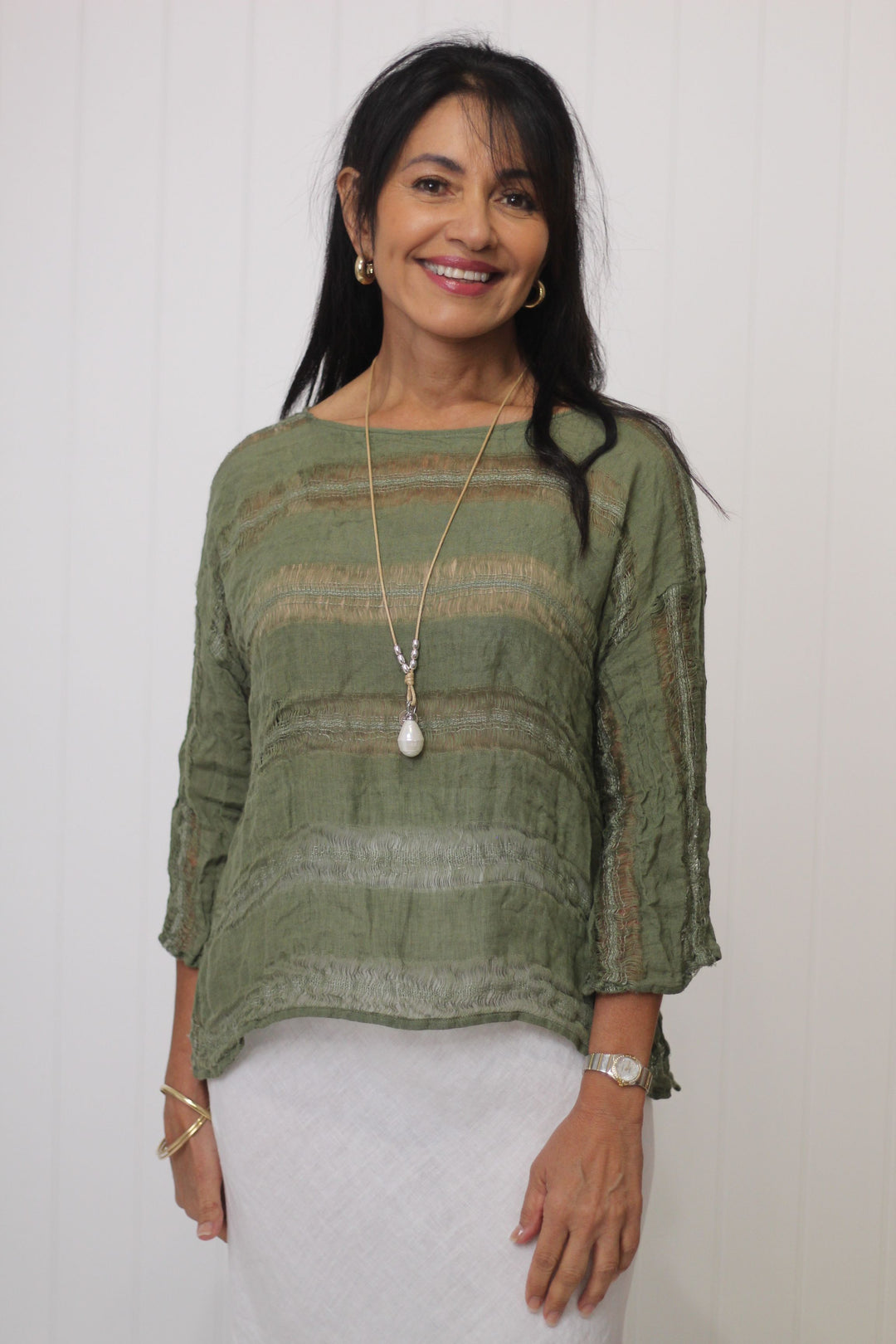 Box Top Sleeved Raw Stripe