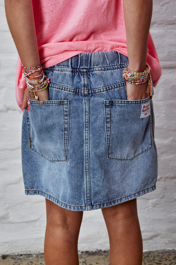 Draw Cord Denim Skirt