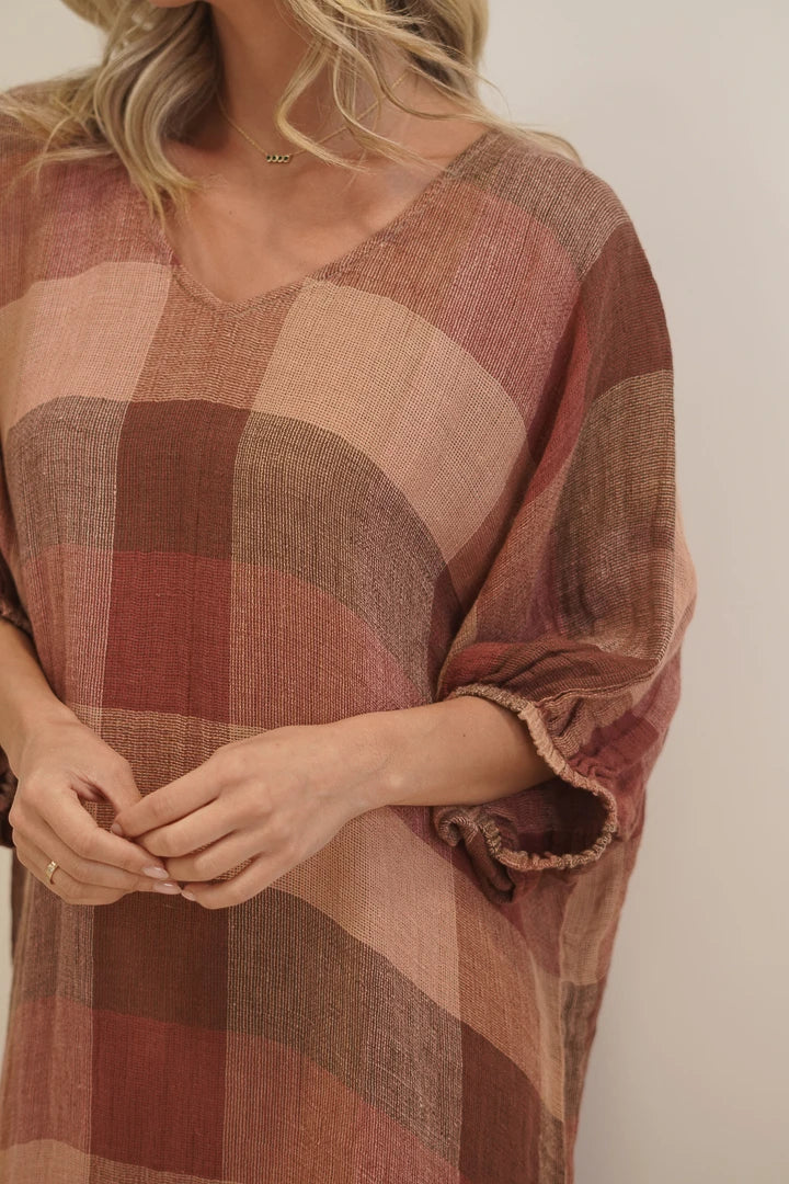 Rosa Kaftan Brown Check