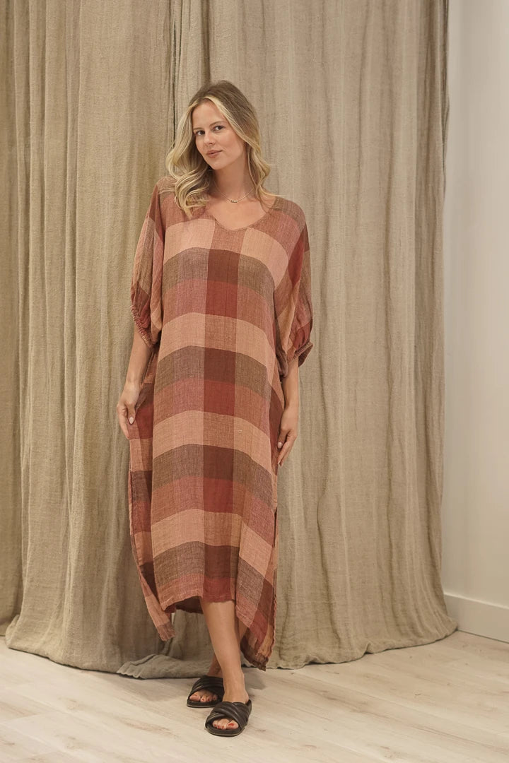 Rosa Kaftan Brown Check