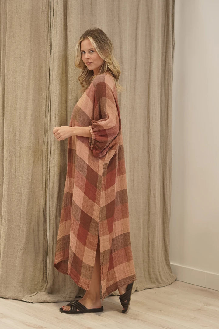 Rosa Kaftan Brown Check