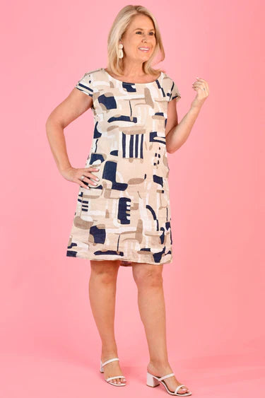 Emilia Shift Dress Geo