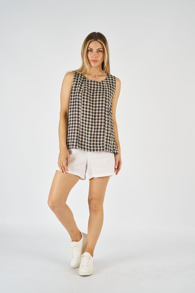 Elly Linen Top Check
