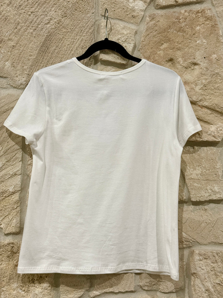 Love Sequin Tee Ivory/Red