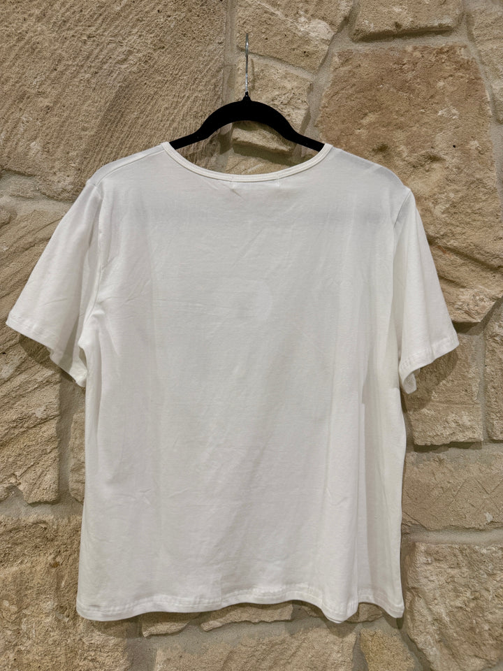 Love Sequin Tee Ivory/Champagne