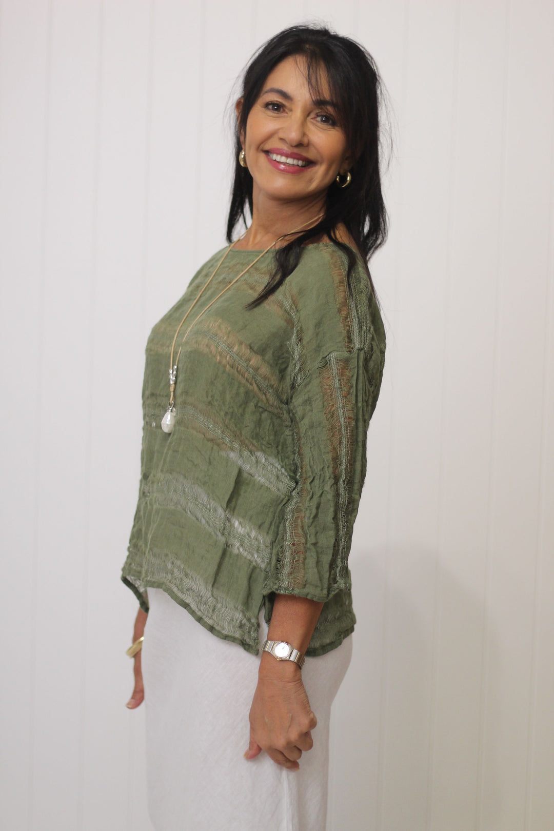 Box Top Sleeved Raw Stripe