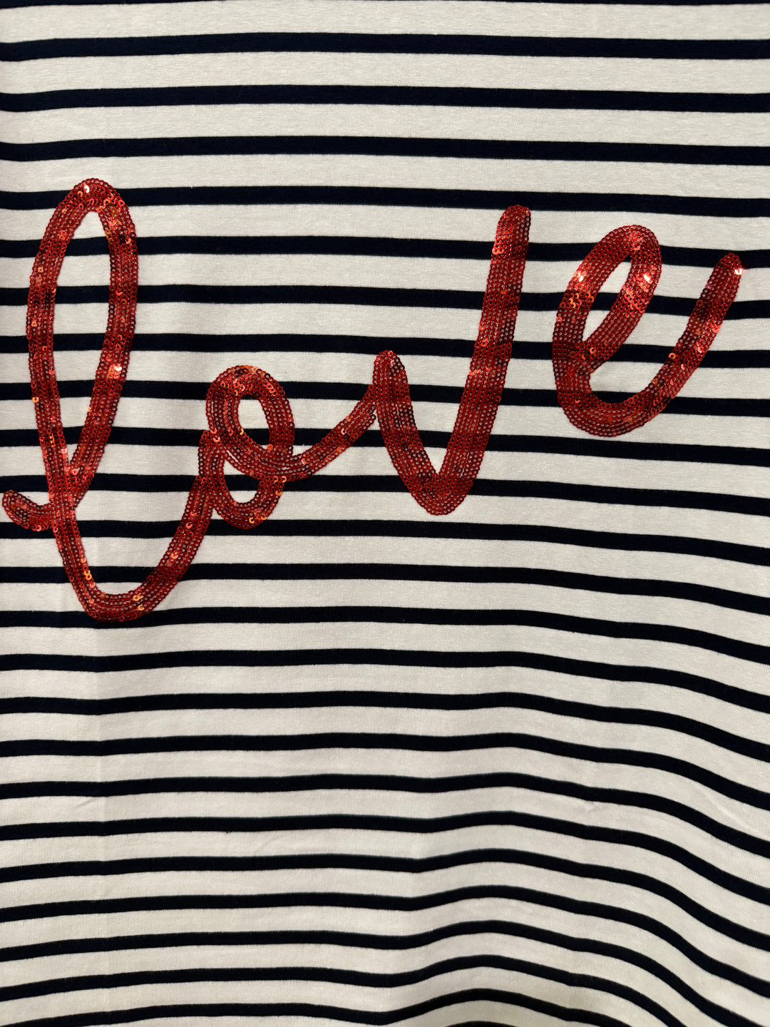 Love Sequin Tee Stripe/Red