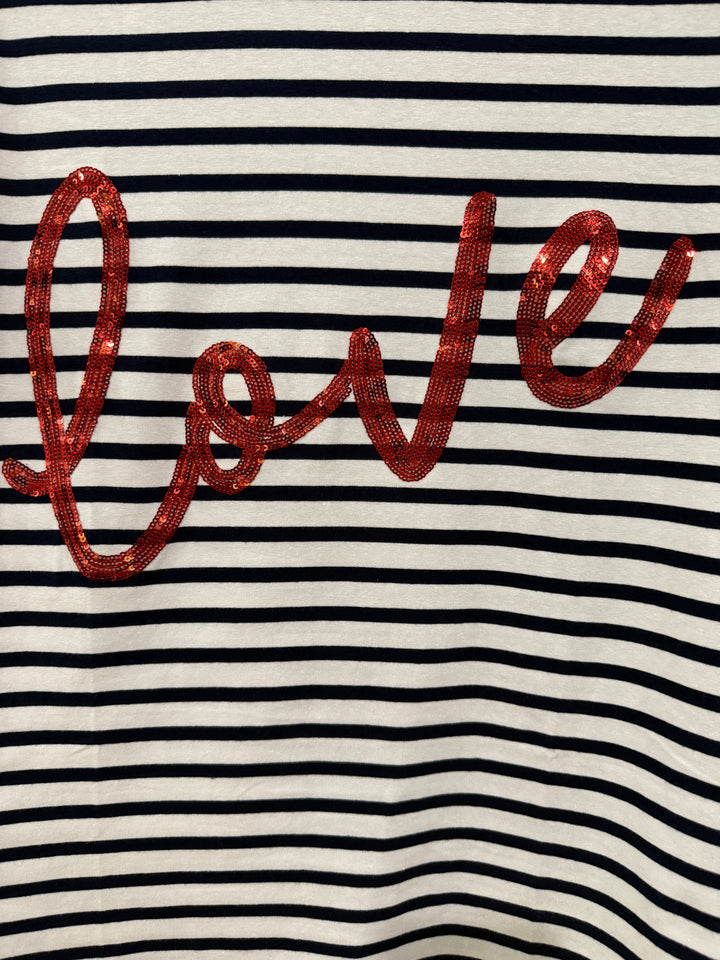 Love Sequin Tee Stripe/Red