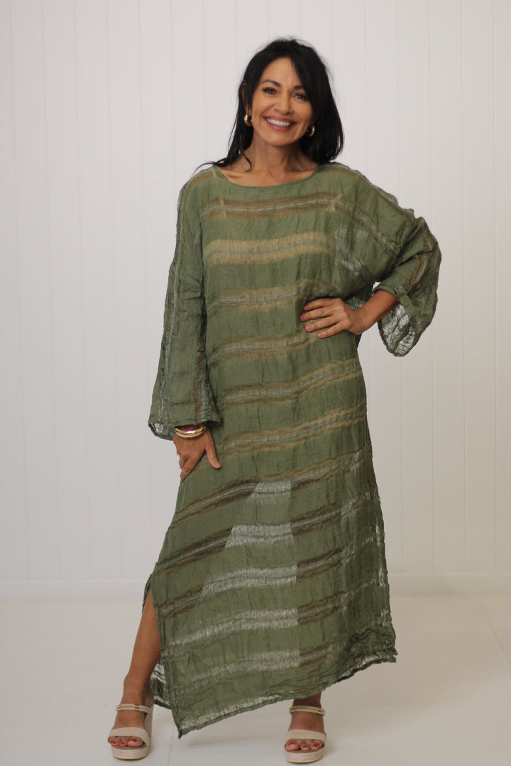 Positano Maxi Sleeved Raw Stripe
