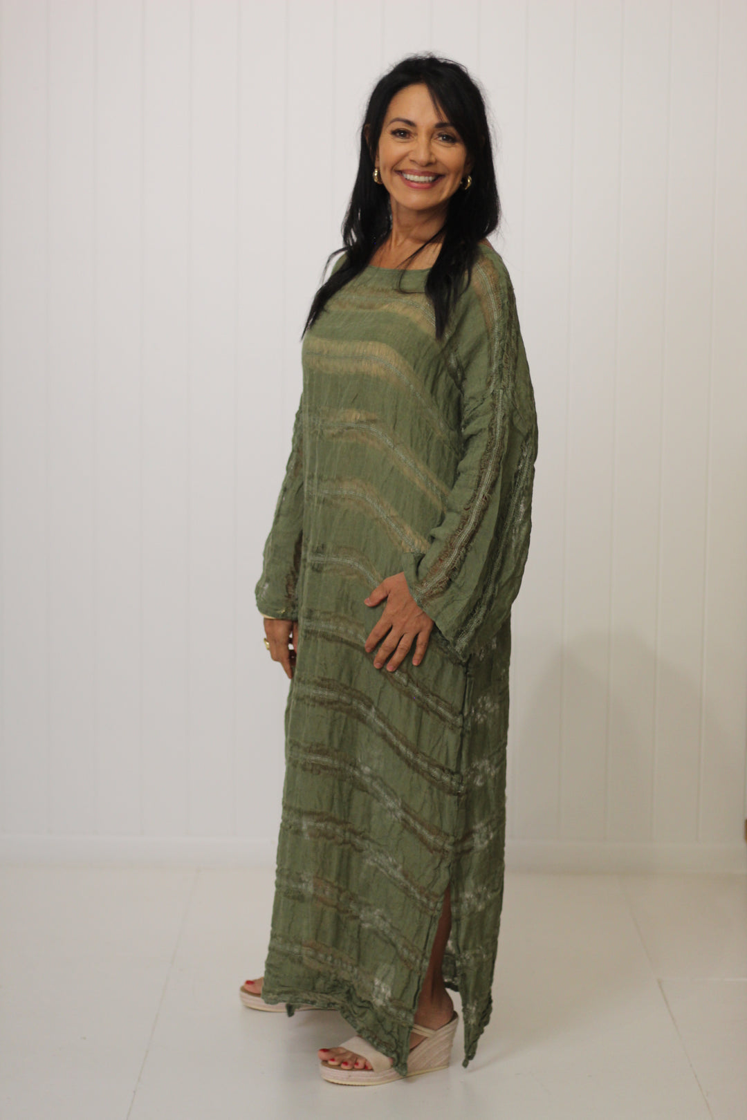 Positano Maxi Sleeved Raw Stripe