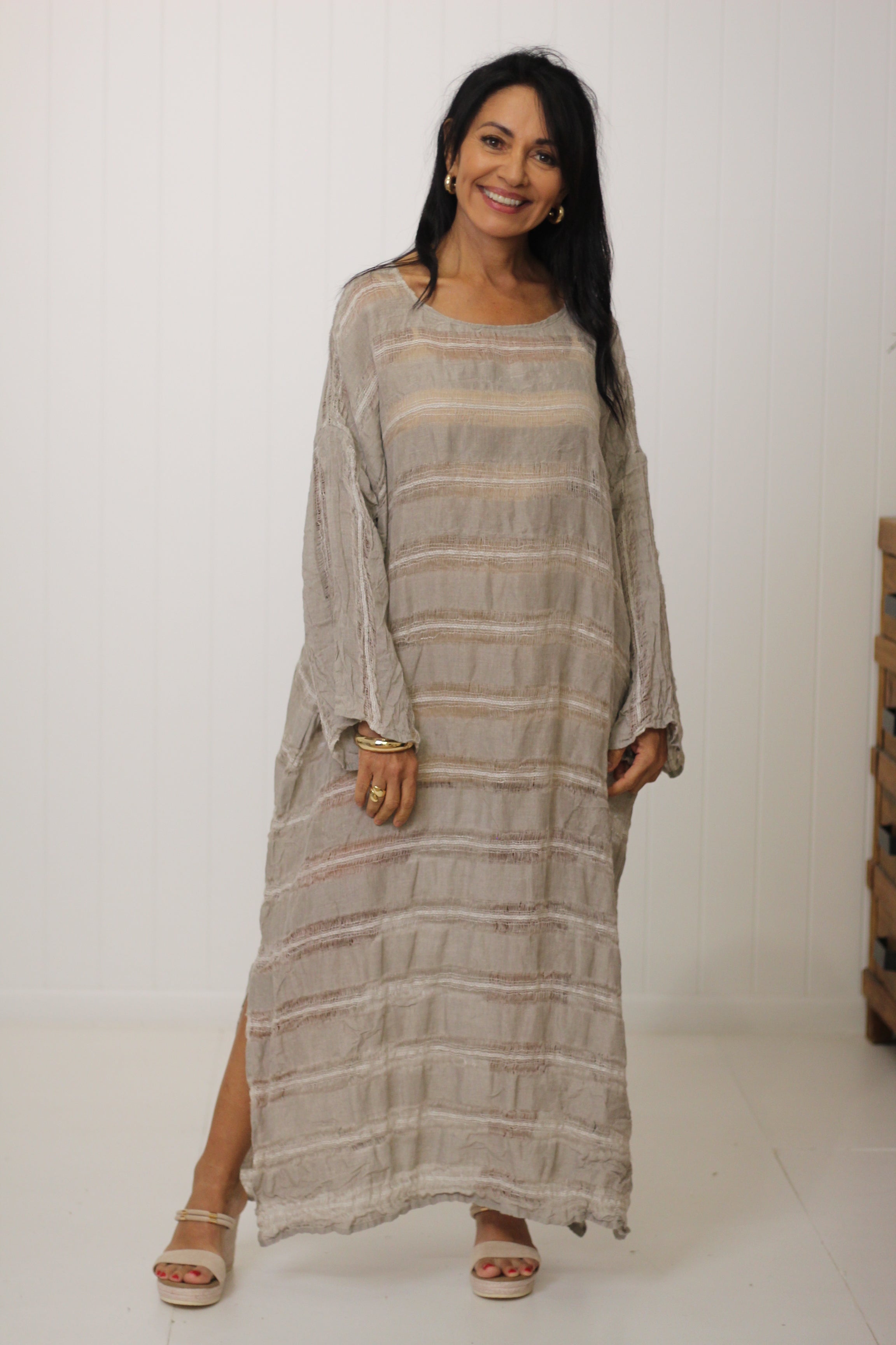 Positano Maxi Sleeved Raw Stripe