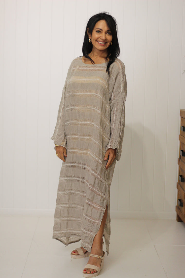Positano Maxi Sleeved Raw Stripe