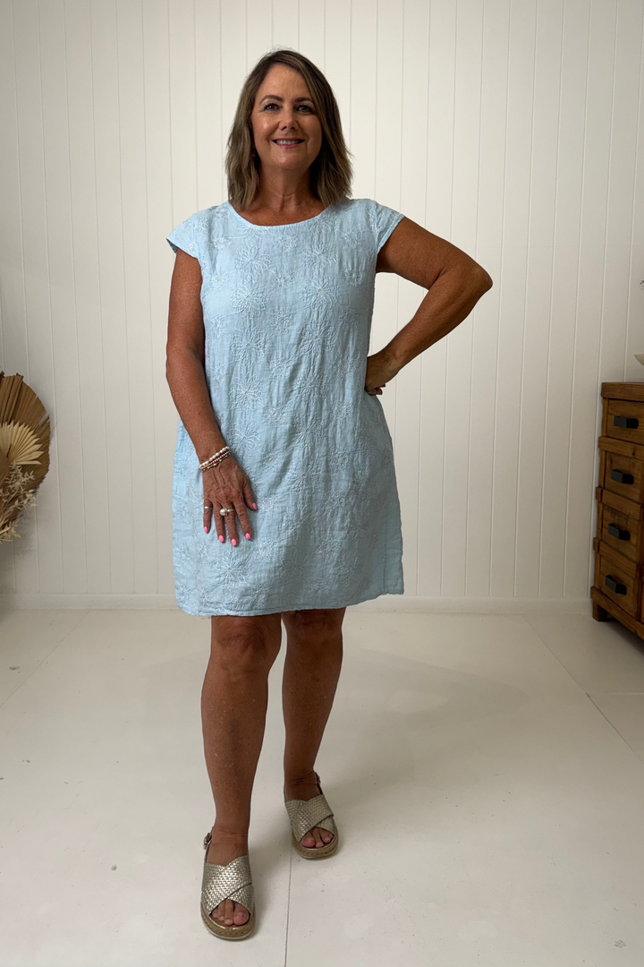 Embroided Linen Dress