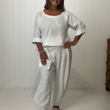 LALIA PANT TEXTURED WHITE