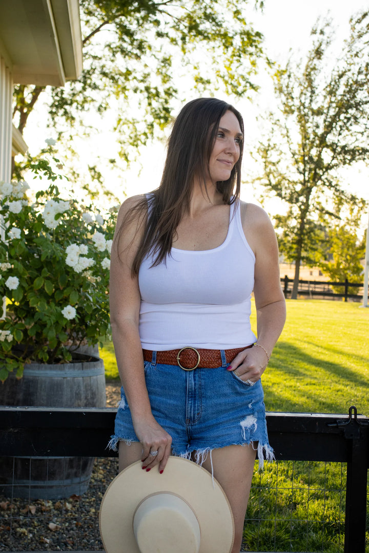 Oregan Wide Woven Leather Belt