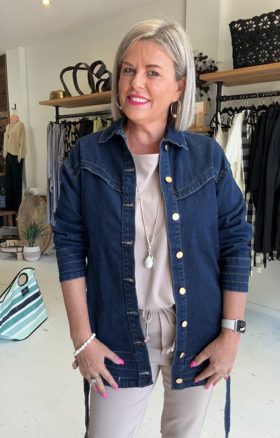 Tie Waist Denim Jacket