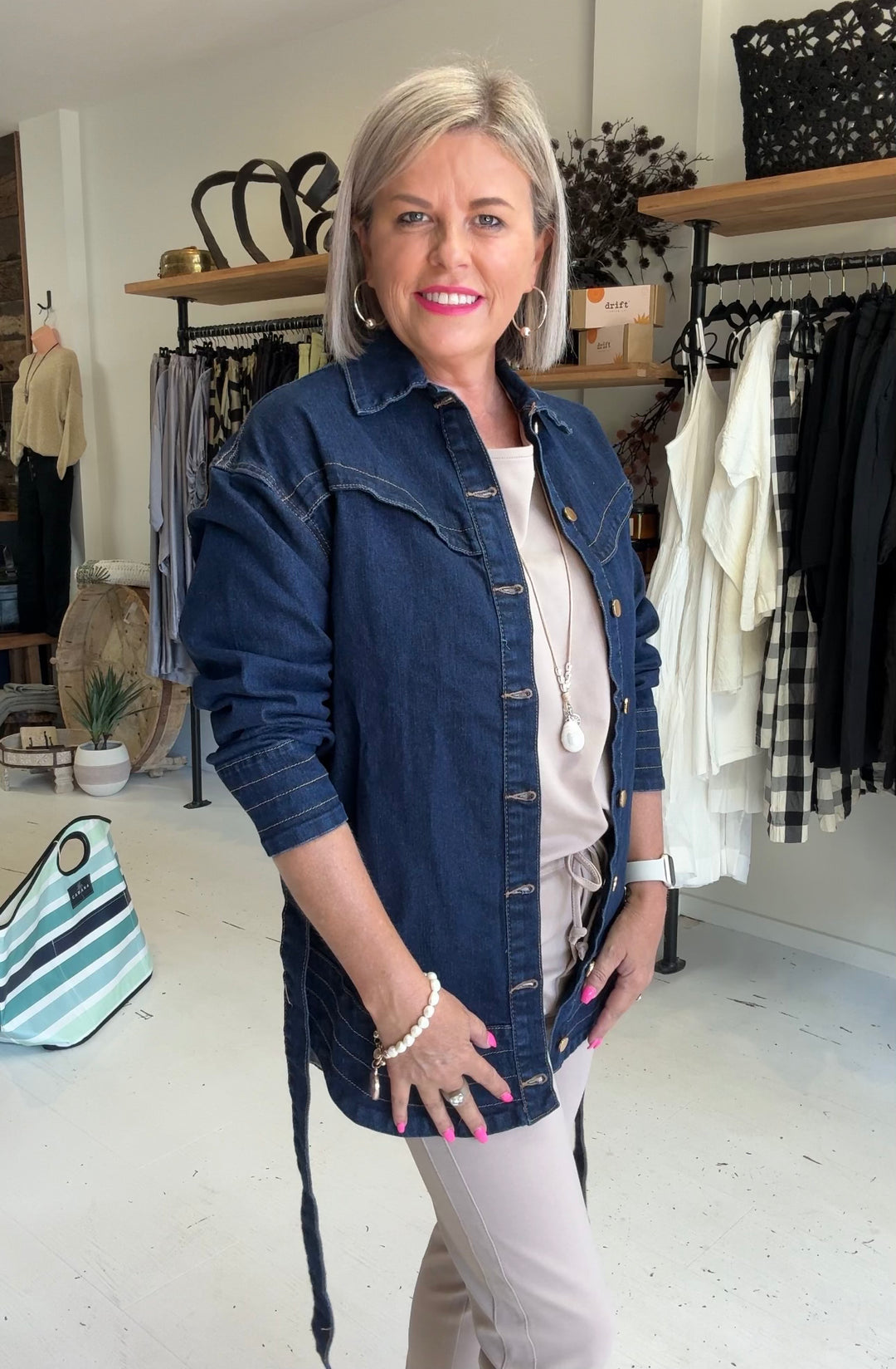 Tie Waist Denim Jacket