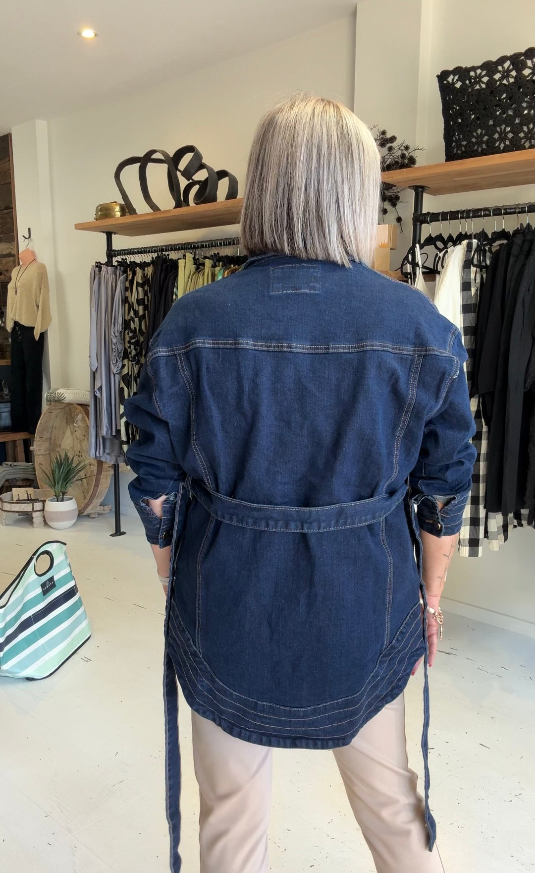 Tie Waist Denim Jacket