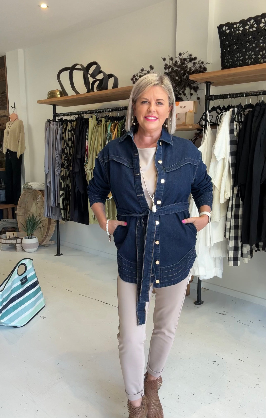 Tie Waist Denim Jacket