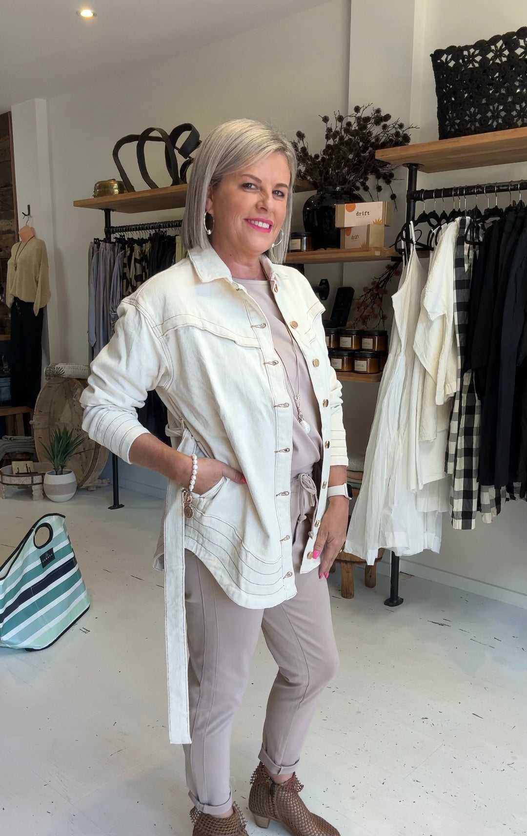 Tie Waist Denim Jacket