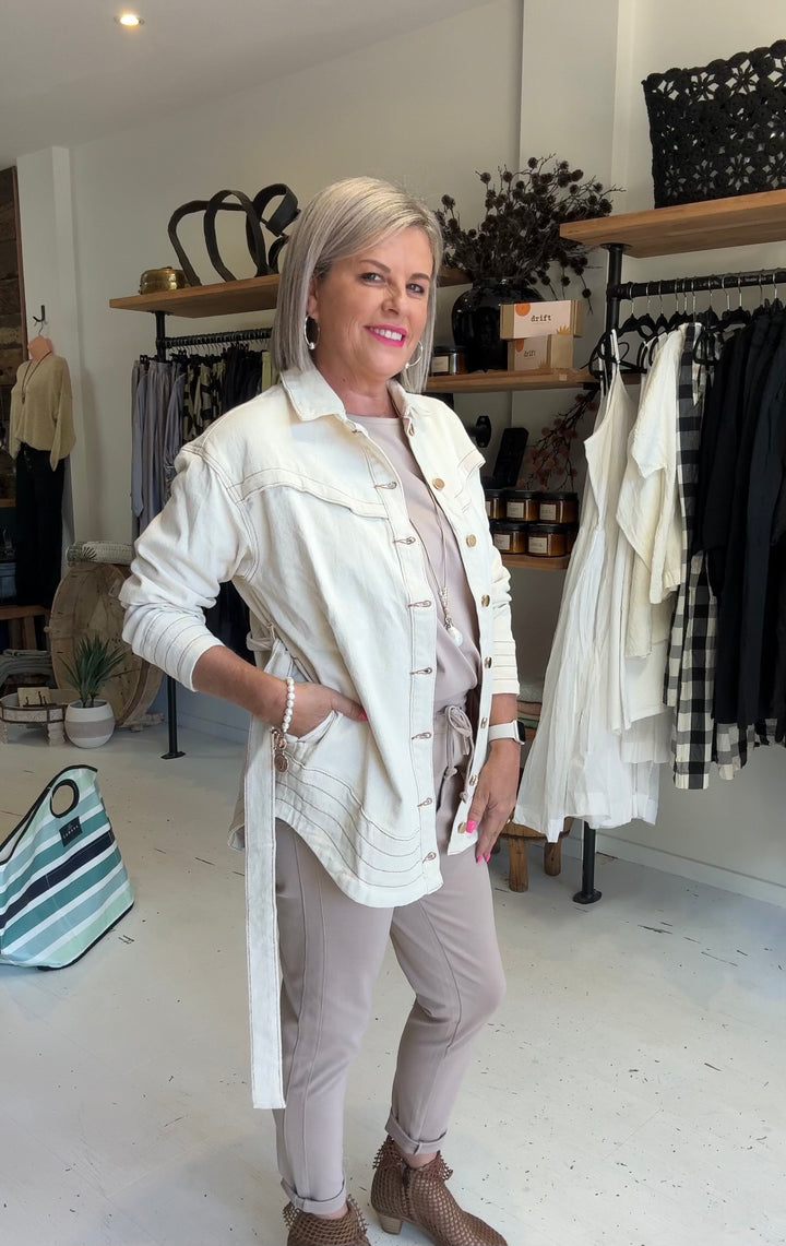 Tie Waist Denim Jacket