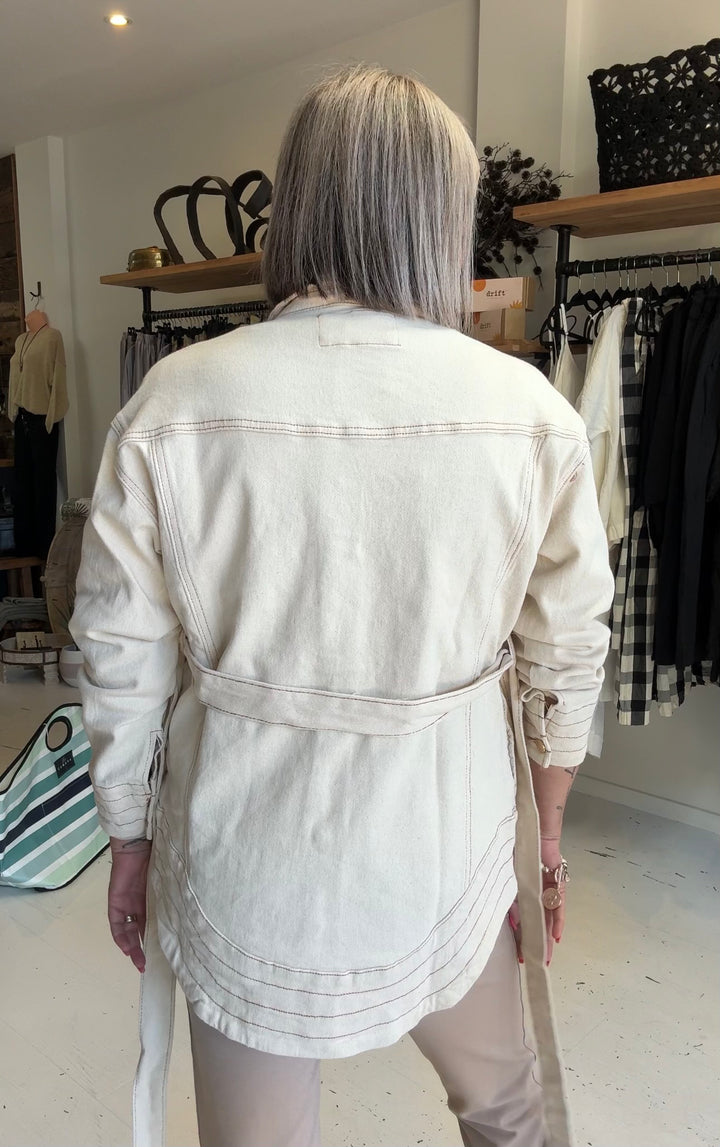 Tie Waist Denim Jacket