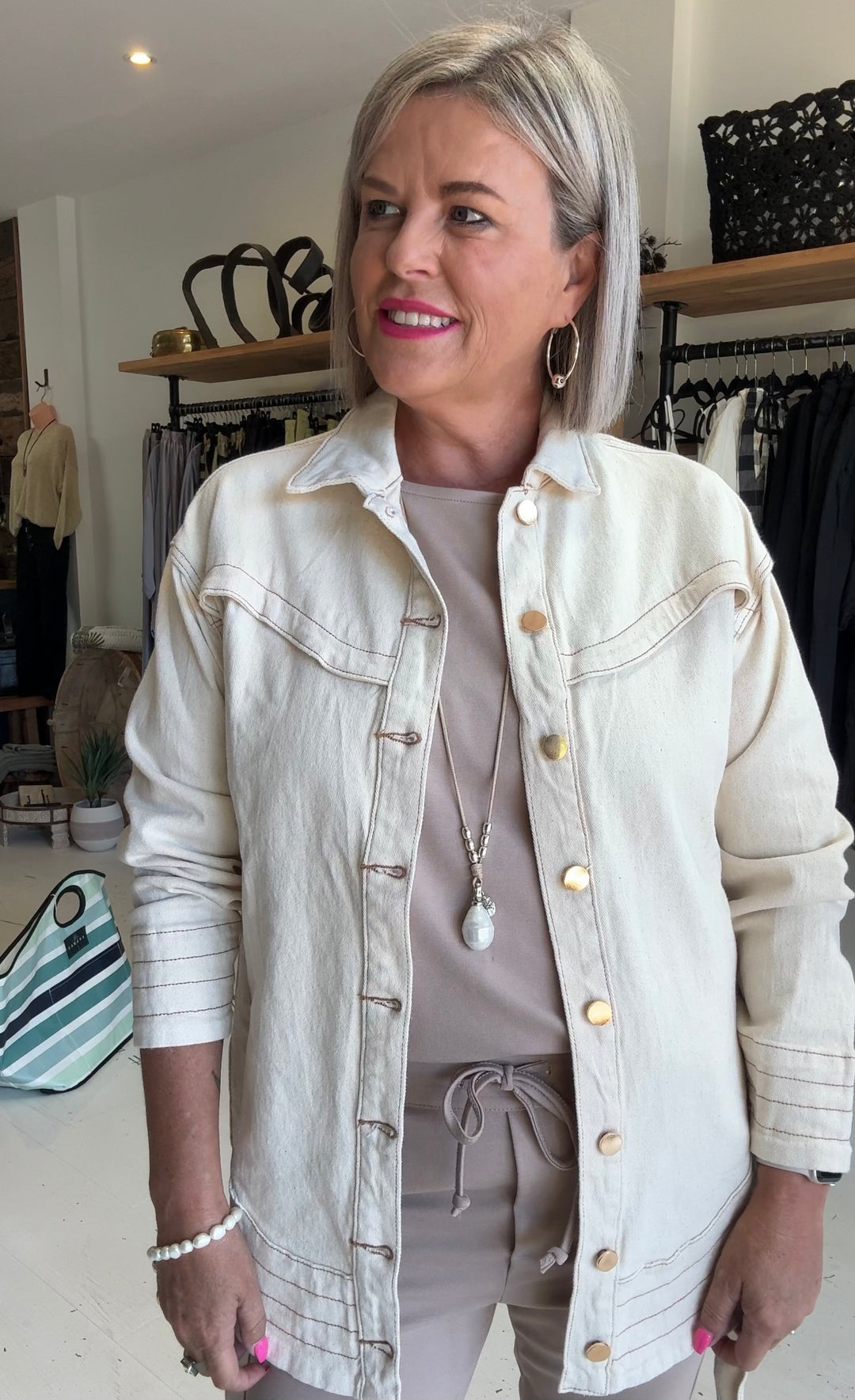 Tie Waist Denim Jacket