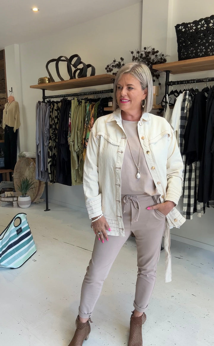 Tie Waist Denim Jacket